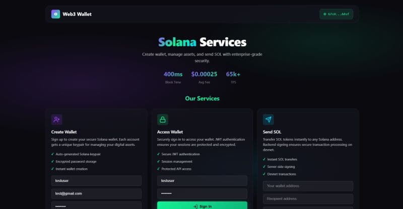 Solana Wallet Services