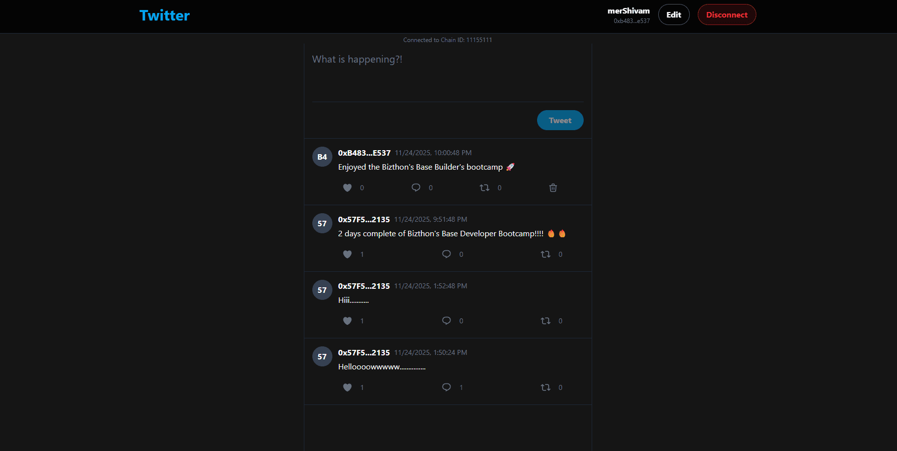 Twitter Dapp